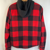 Size 14-16: Urban Pipeline Red & Black Gingham Hooded Fleece Coat