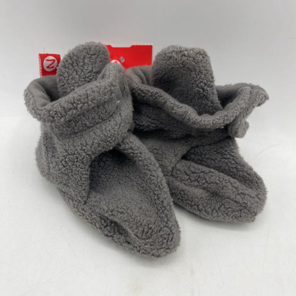 Size 6m: Zutano Grey Fleece Soft Shoe Booties