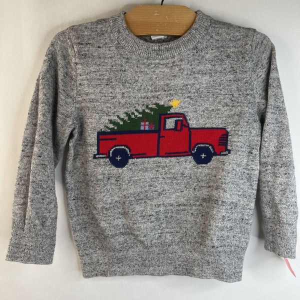 Size 2: Gap Heathered Grey Knitted Red Truck & Tree Sweater