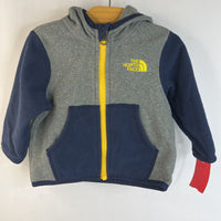 Size 3-6m: The North Face Grey & Blue Hooded Fleece Coat