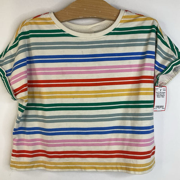 Size 5 (110): Hanna Andersson Pale Yellow Rainbow Striped T-Shirt