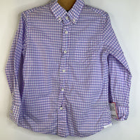 Size 4-5: Crewcuts Lilac & Lavender Gingham Plaid Collard Button-up Long Sleeve Shirt