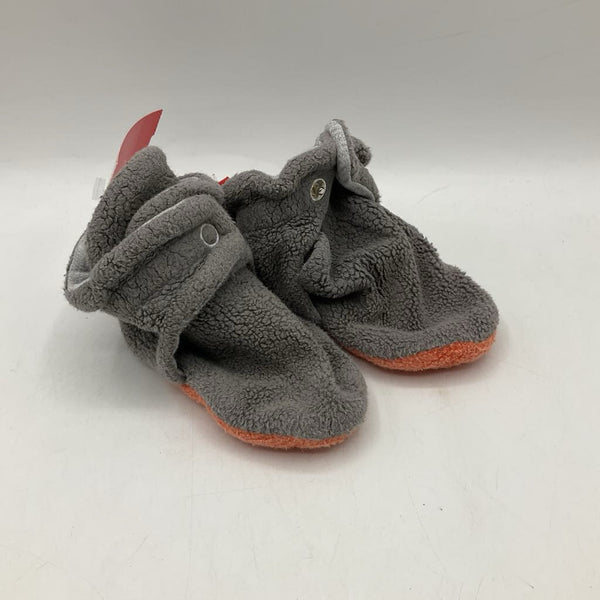 Size 12m: Zutano Grey & Peach Fleece Soft Shoe Booties