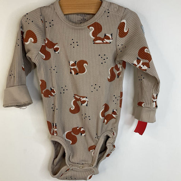 Size 6-9m: Polarn o. Pyret Taupe Red Squirrel Long Sleeve Onesie