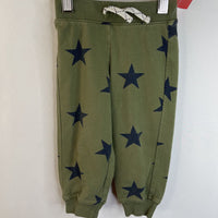 Size 12-18m: Primary Olive Green Black Stars Cozy Pants