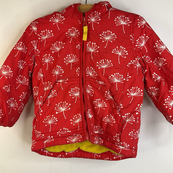 Size 4: Mini Boden Red White Dandelion Fleece Lined Winter Coat