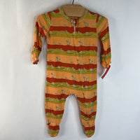 Size NB: Kate Quinn Organics Orange/Red/Green Cacti Footed Long Sleeve 1pc PJs