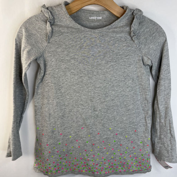 Size 7-8: Lands' End Grey Colorful Sequins Long Sleeve Shirt