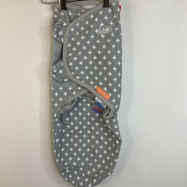 Size S: SwaddleMe Grey & White Plus Signs Swaddle Sleepsack