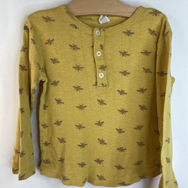 Size 6-7: Kate Quinn Organics Yellow Honey Bees Long Sleeve Shirt