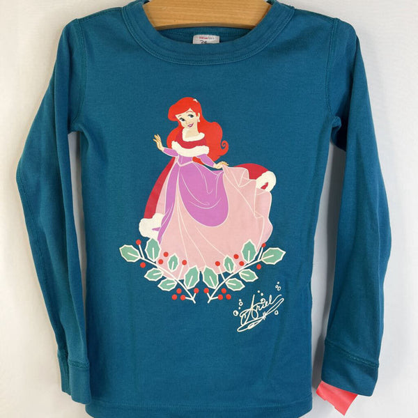 Size 5 (110): Hanna Andersson Disney Teal 'Ariel' Holiday Ornaments Long Sleeve 2pc PJs