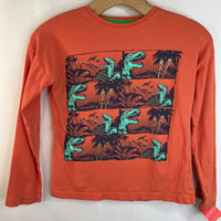 Size 8-9: Boden Orange T-Rex Long Sleeve Shirt