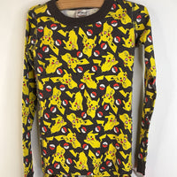 Size 8 (130): Hanna Andersson Brown/Pikachu Print 2pc PJs