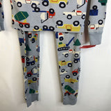 Size 6-7 (120): Hanna Andersson Light Blue Vehicles Print 2pc PJs