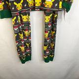 Size 8 (130): Hanna Andersson Brown/Green Pikachu Holiday Print 2pc PJs