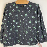 Size 4-5: Zara Dark Grey/Green Floral Pattern Long Sleeve Shirt