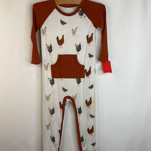 Size 2: Kyte Orange/White Chicken Print 1pc PJs