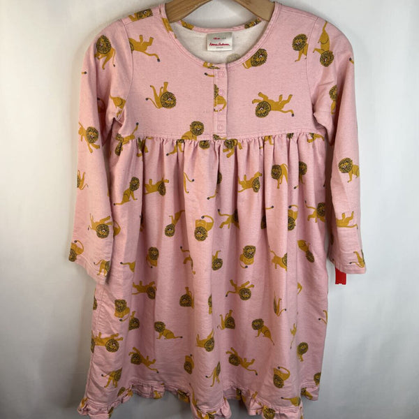 Size 8 (130): Hanna Andersson Pink Lions Long Sleeve Flannel Dress