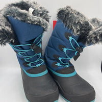 Size 5Y: Kamik Blue Faux Fur Insulated Toggle Snow Boots