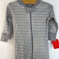 Size 3-6m (60): Moon and Back by Hanna Andersson Grey & White Striped Long Sleeve 1pc PJs