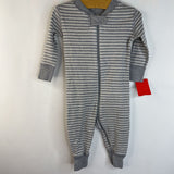 Size 3-6m (60): Moon and Back by Hanna Andersson Grey & White Striped Long Sleeve 1pc PJs