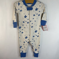 Size 3-6m (60): Moon and Back by Hanna Andersson White & Light Blue Stars Long Sleeve 1pc PJs