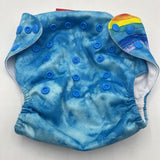 Size OS: Bear Booties Blue & Rainbow 'Reading Rainbow' Snap Diaper Cover