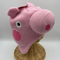 Size OS: Peppa Pig Pink Fleece Lined Knitted Pig Hat