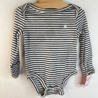 Size 3-6m: Gap Light Grey & Black Striped Long Sleeve Onesie