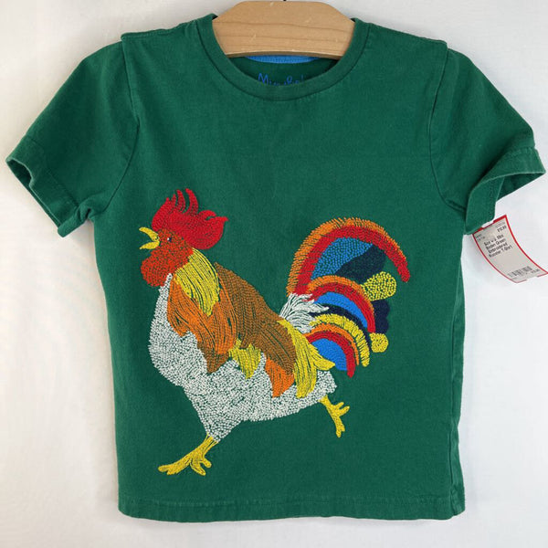 Size 4-5: Mini Boden Green Embroidered Rooster T-Shirt