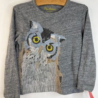 Size 4-5: Mini Boden Grey Embroidered Owl Long Sleeve Shirt