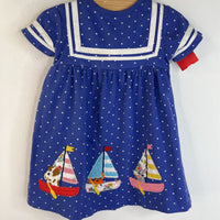 Size 3-6m: Baby Boden Periwinkle Polk-a-Dot Short Sleeve Dress