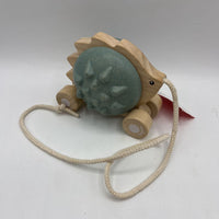 Plan Toys Wooden Blue Rattle Pull-Along Hedgehod