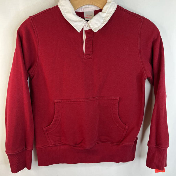 Size 8 (130): Hanna Andersson Deep Red Collard Pullover Sweatshirt