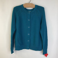 Size 6-7 (120): Hanna Andersson Teal Knitted Button-up Cardigan