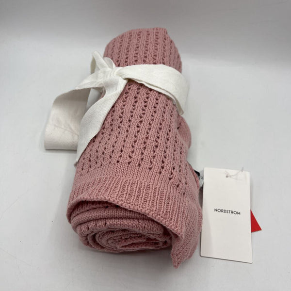 Nordstrom Pink Knitted Baby Blanket NEW W/Tag