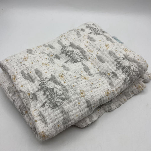 Aden + Anais White/Grey/Gold Harry Potter Print Swaddle Blanket