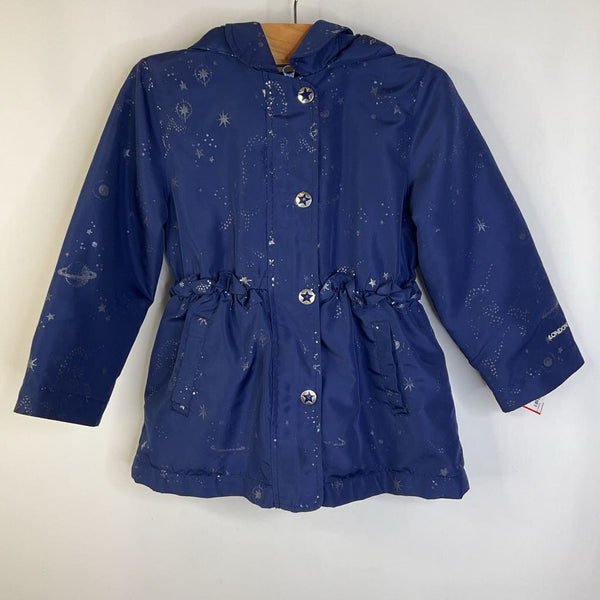 Size 4: London Fog Blue/Space Print Zip-Up Coat