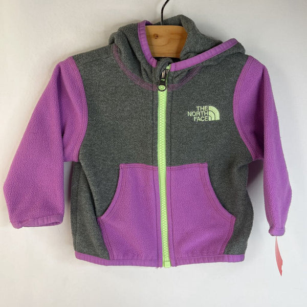 Size 3-6m: The North Face Grey & Purple Hooded Fleece Coat