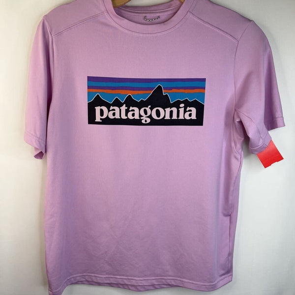 Size 14: Patagonia Light Pink "Patagonia" Mountains Athletic Short Sleeve Shirt