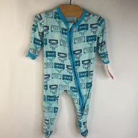 Size 0-3m: Kickee Pants Light Blue/ Mixtapes 1pc Footy PJs