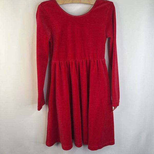 Size 6-7 (120): Hanna Andersson Red Velour Long Sleeve Dress