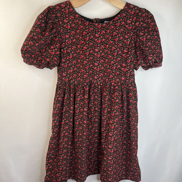 Size 12: Gap Black/Red Floral Print Short Sleeve Dress