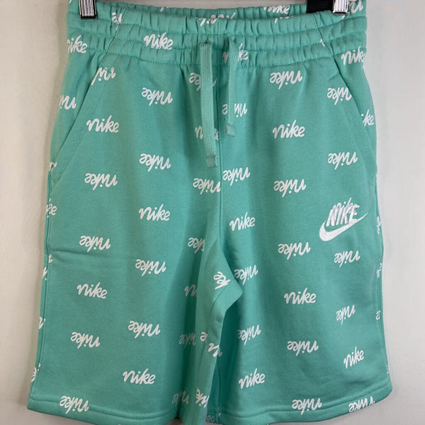 Size 14: Nike Aqua Blue White "Nike" Cozy Shorts - New w/ Tags