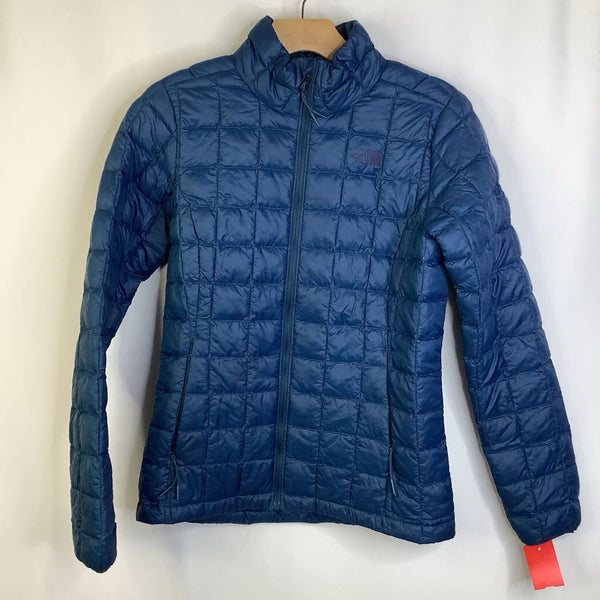 Size 14-16: The North Face Blue Quilted Zip-Up Puffer Coat