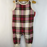 Size 12-18m (75): Hanna Andersson Creme Red/Green/Yellow Plaid Tank Long Romper