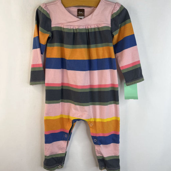 Size 9-12m: Tea Pink/Colorful Long Sleeve Romper