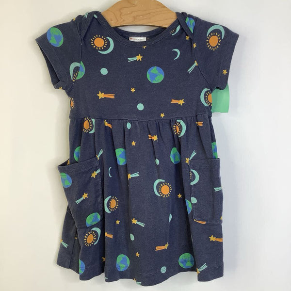 Size 18-24m (80): Hanna Andersson Grey/Space Print Short Sleeve Dress