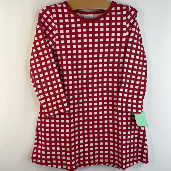 Size 4 (100): Hanna Andersson Red/White Checkered Long Sleeve Dress