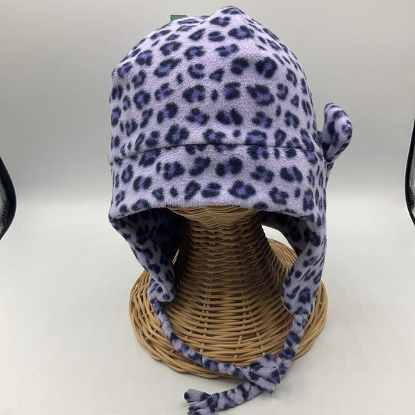 Size M: Lands End Purple Cheetah Print Fleece Hat